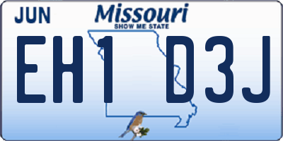 MO license plate EH1D3J