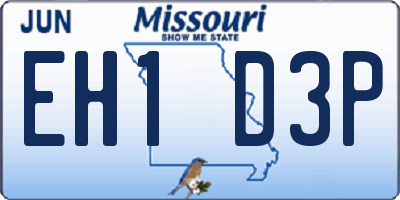MO license plate EH1D3P