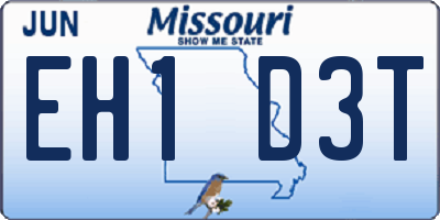 MO license plate EH1D3T