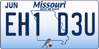MO license plate EH1D3U