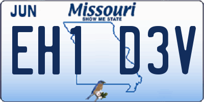 MO license plate EH1D3V