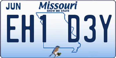 MO license plate EH1D3Y
