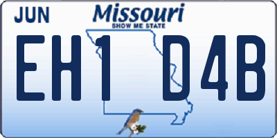 MO license plate EH1D4B