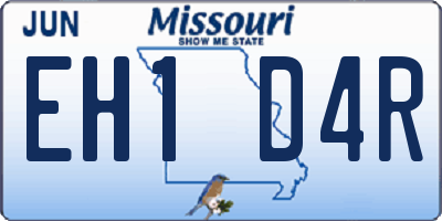 MO license plate EH1D4R