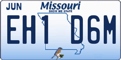 MO license plate EH1D6M