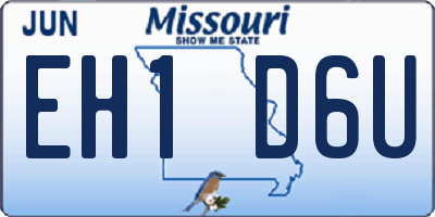 MO license plate EH1D6U