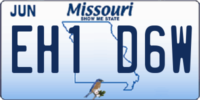 MO license plate EH1D6W