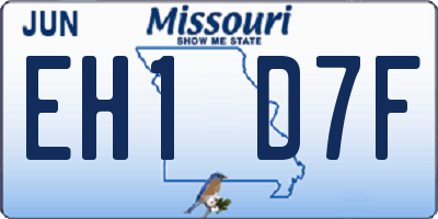 MO license plate EH1D7F