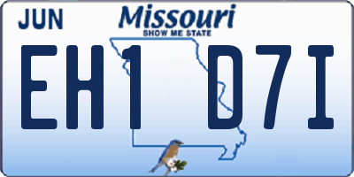 MO license plate EH1D7I