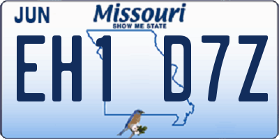 MO license plate EH1D7Z