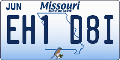 MO license plate EH1D8I