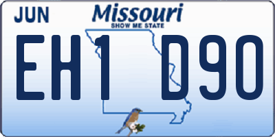 MO license plate EH1D9O