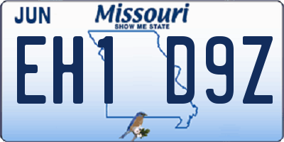 MO license plate EH1D9Z