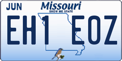 MO license plate EH1E0Z