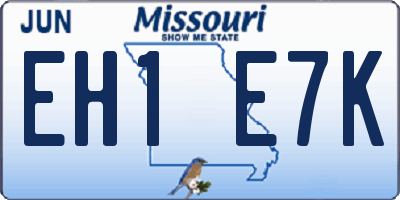 MO license plate EH1E7K