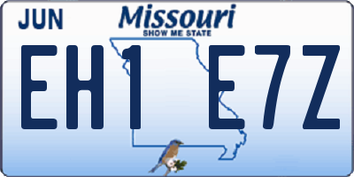 MO license plate EH1E7Z