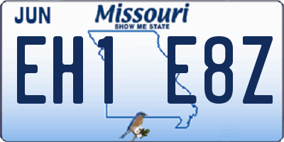 MO license plate EH1E8Z