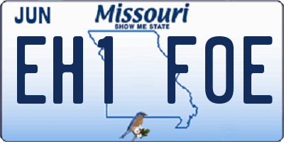 MO license plate EH1F0E