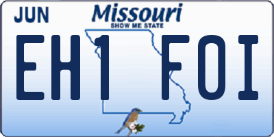 MO license plate EH1F0I