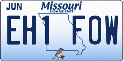 MO license plate EH1F0W