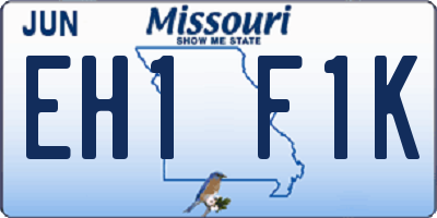 MO license plate EH1F1K
