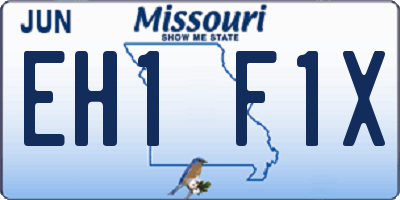 MO license plate EH1F1X