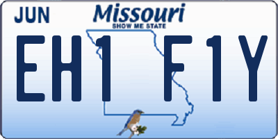 MO license plate EH1F1Y