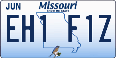 MO license plate EH1F1Z