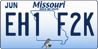 MO license plate EH1F2K