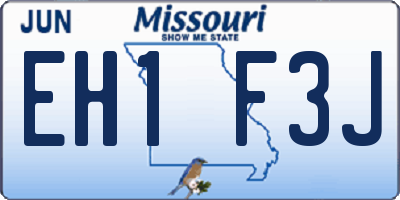 MO license plate EH1F3J