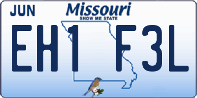 MO license plate EH1F3L