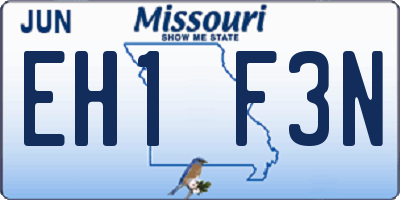 MO license plate EH1F3N