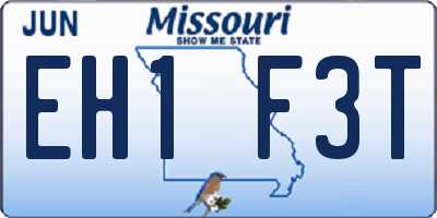 MO license plate EH1F3T
