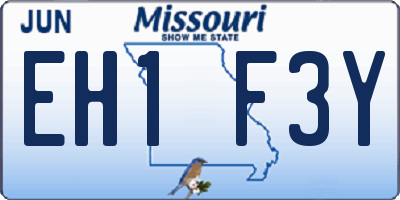 MO license plate EH1F3Y