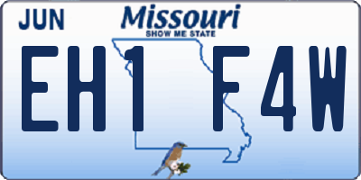 MO license plate EH1F4W