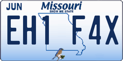 MO license plate EH1F4X