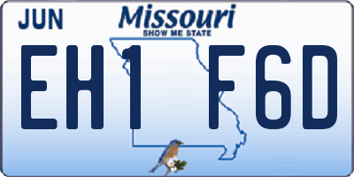MO license plate EH1F6D
