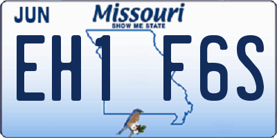 MO license plate EH1F6S