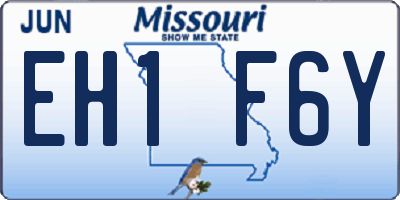 MO license plate EH1F6Y