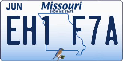 MO license plate EH1F7A