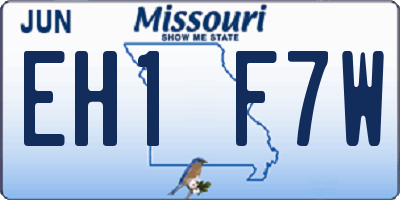 MO license plate EH1F7W