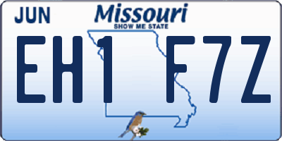 MO license plate EH1F7Z