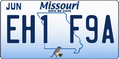 MO license plate EH1F9A