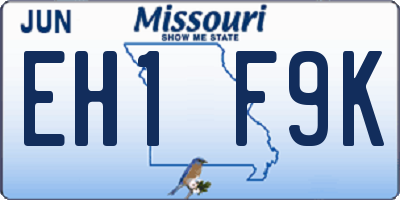 MO license plate EH1F9K
