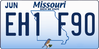 MO license plate EH1F9O