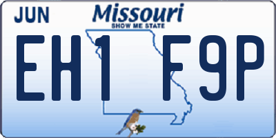 MO license plate EH1F9P
