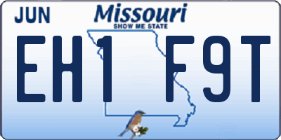 MO license plate EH1F9T