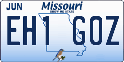 MO license plate EH1G0Z