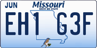 MO license plate EH1G3F