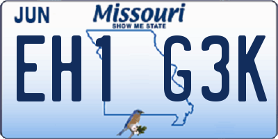 MO license plate EH1G3K